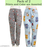 Soft cotton printed track pants for women (pack of 2), assorted prints, ideal for outdoor activities